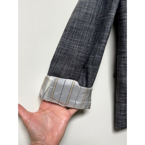 PLAN C Wool/Cotton Three Button Blazer, Melange Blk/Wht, Sz IT 40 - Picture 5 of 13